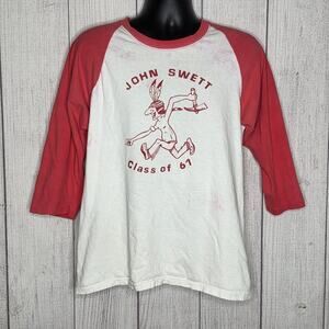 VTG 1960s John Swett Indians Class of 61 Raglan Baseball Tee Single Stitch - XL